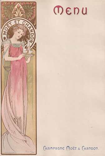 Collection Image: Mucha Menu Moet & Chandon Pink